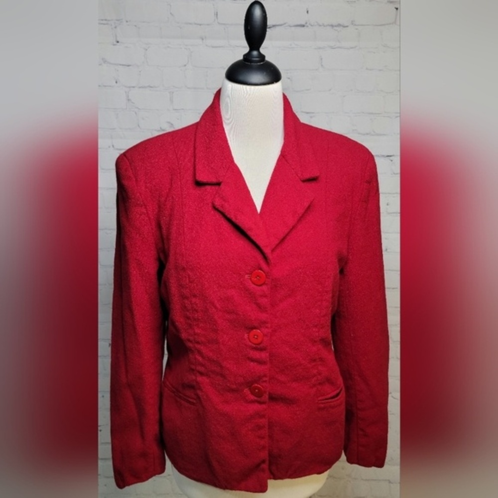 Vintage Talbots Red Blazer size 14 Made in the USA 100% Wool